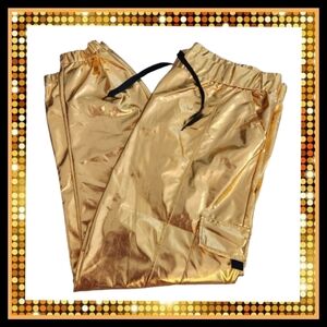BE-LUX ☆ GOLD ☆ METALLIC  JOGGER PANTS ☆ NWT